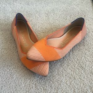 Rothy's Orange Flats with Textured Design and Seamless Finish